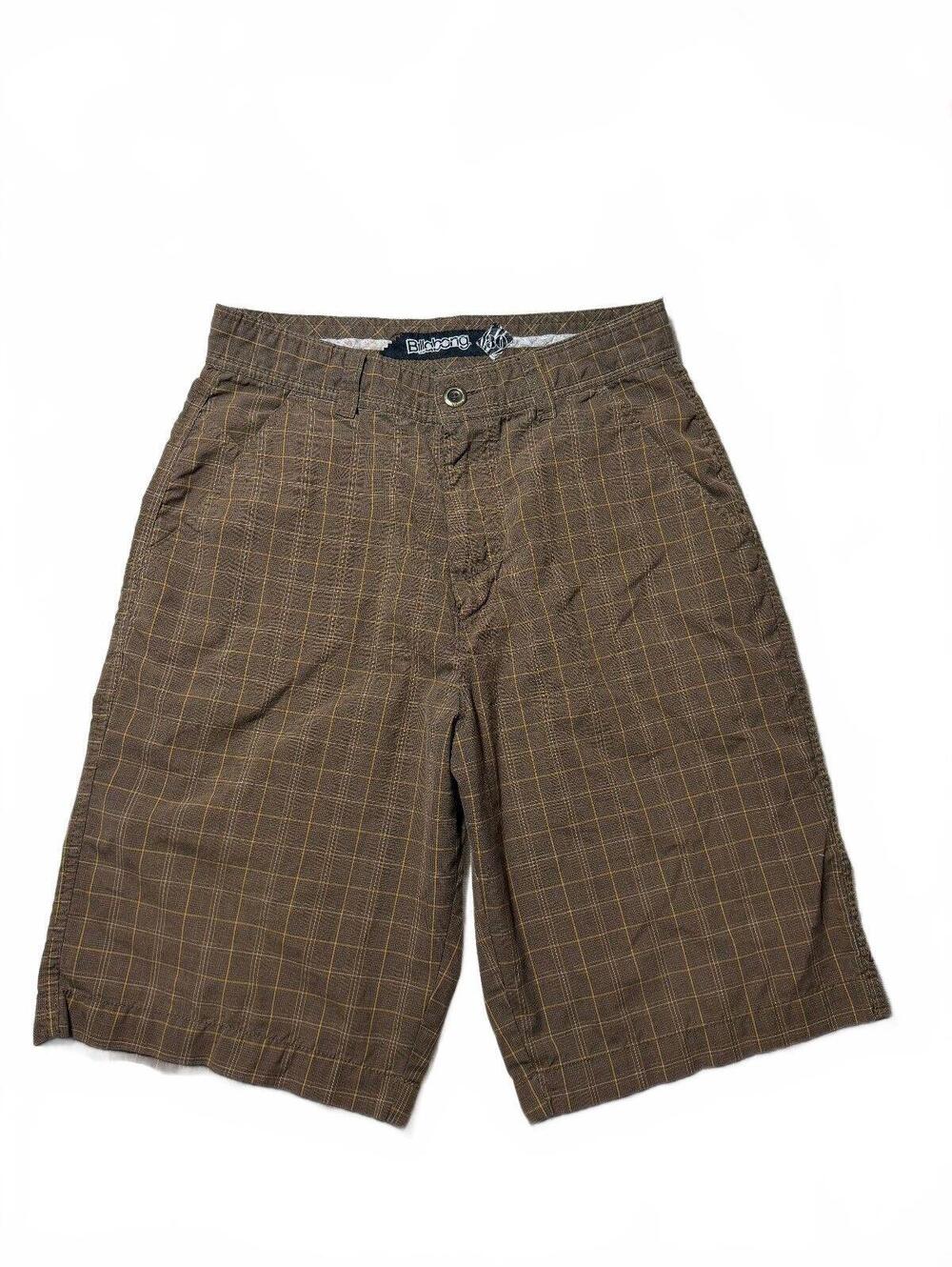 Y2k Billabong Men's Plaid Brown Shorts Size 20
